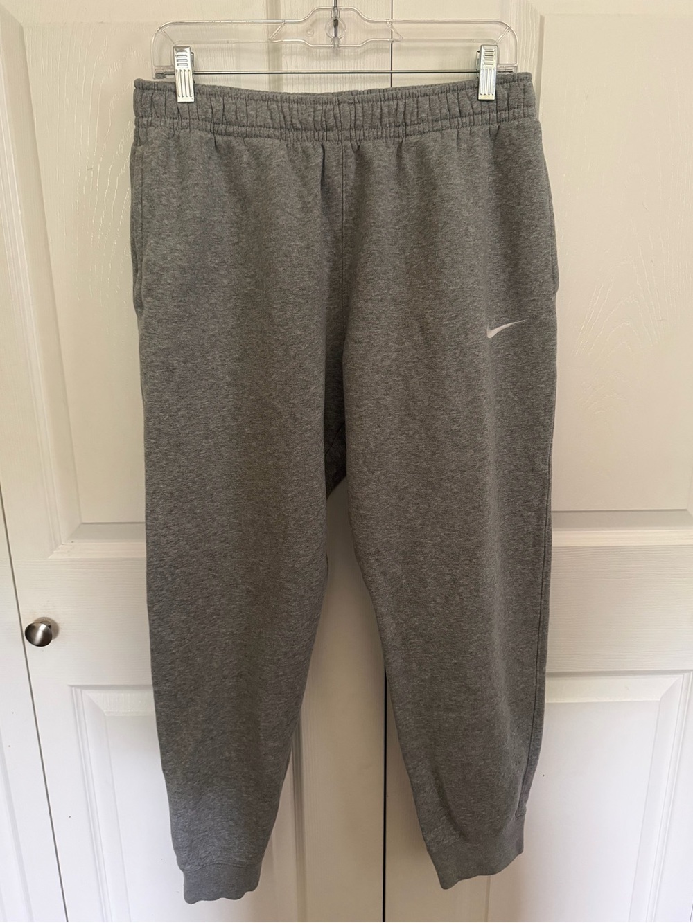 Nike Gray Fleece Jogger Sweatpants with Swoosh